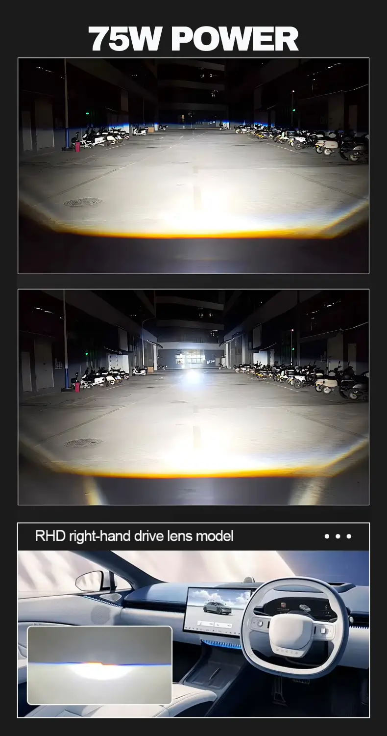 75w raw power, rhd beam cut out for indian roads