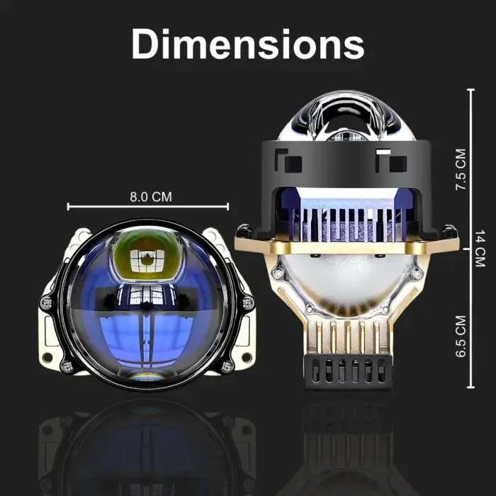 S75 Bracket mount headlight projector dimensions