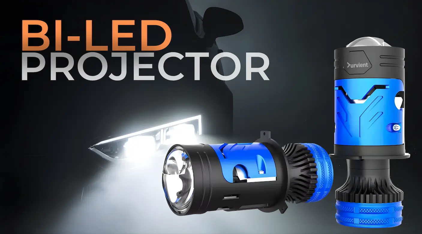 F90 Bi-LED H4 Mini Projector with Laser Spotlight for cars & motorcycles