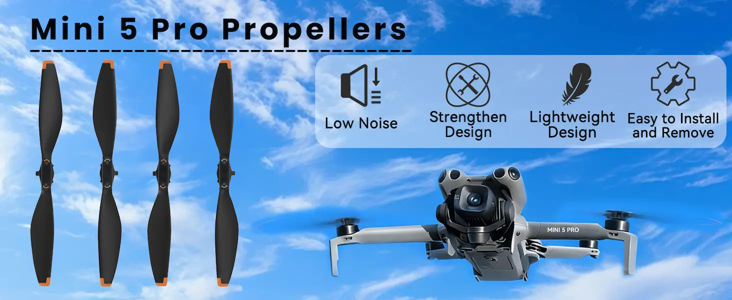 DJI Mini 5 Pro Propeller Blades - 4 Pcs 6028F Quick-Release Low-Noise Replacement Blades 1 A+1 DJI Mini 5 Pro Propeller Blade 6028F rotor blades