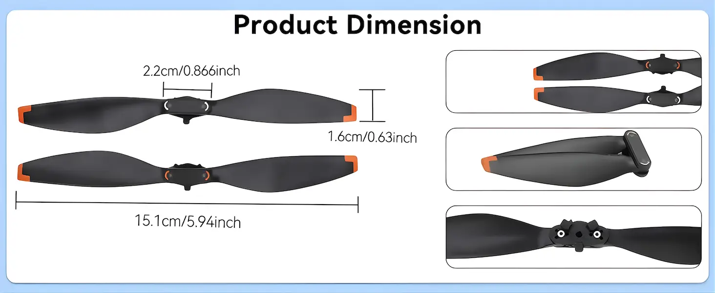 DJI Mini 5 Pro Propeller Blades - 4 Pcs 6028F Quick-Release Low-Noise Replacement Blades 4 A+4 Product dimensions specs dji mini 5 pro propeller blades