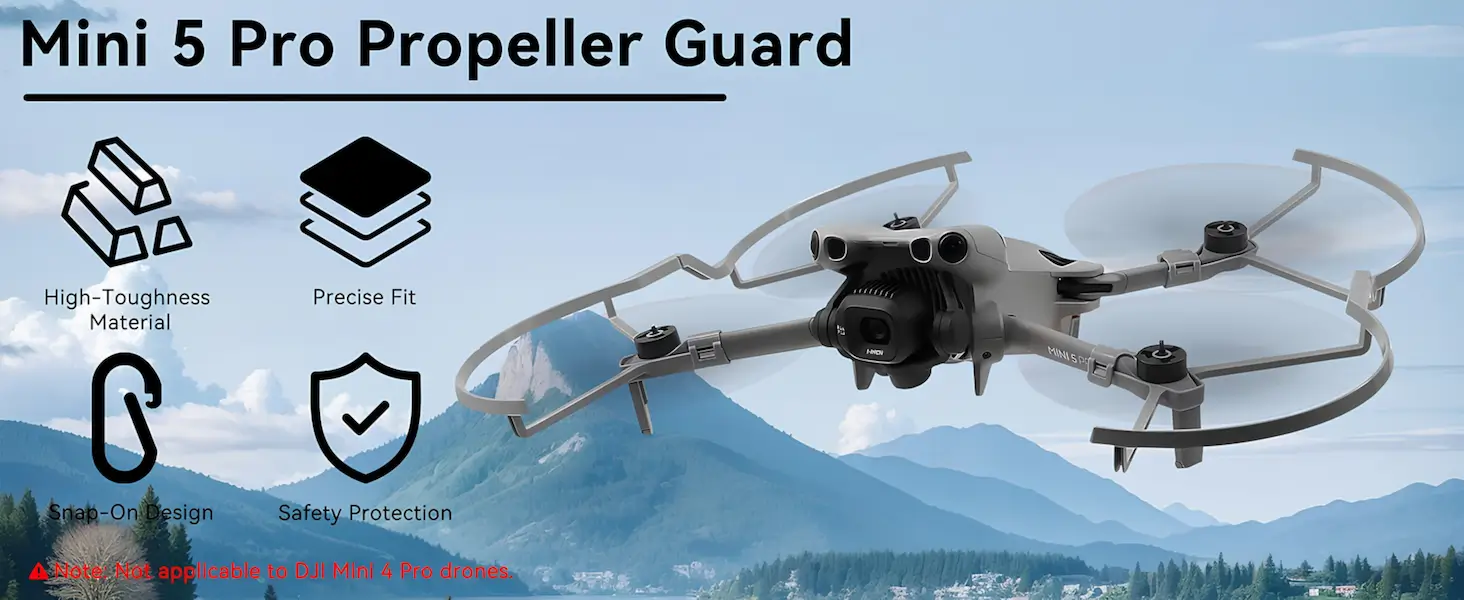 Propeller Guards for DJI Mini 5 Pro Drone - Quick-Release Protective Frame Set 1 A+1 Durvient DJI Mini 5 Pro Propeller Guard Plug and Play