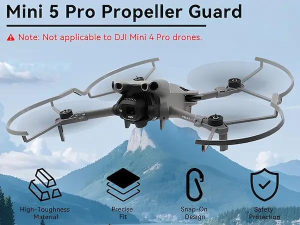 Propeller Guards for DJI Mini 5 Pro Drone - Quick-Release Protective Frame Set 2 A+1 Mobile Durvient DJI Mini 5 Pro Propeller Guard Plug and Play