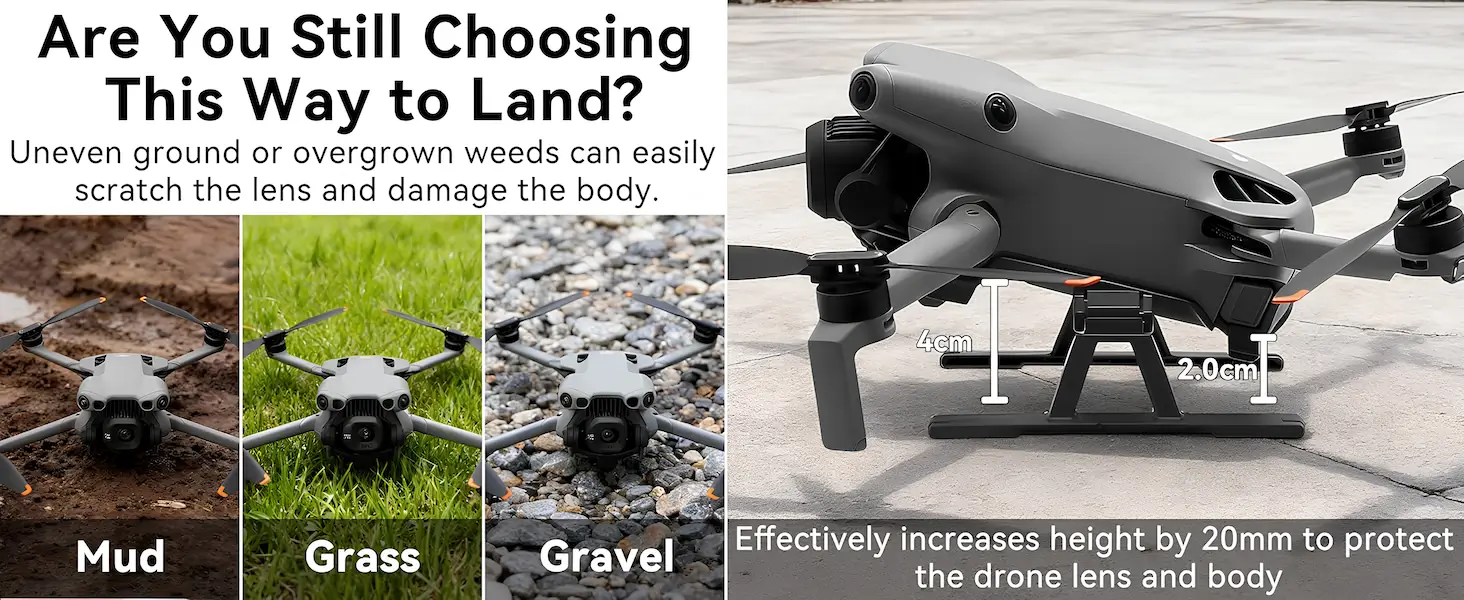 A+2 Desktop Land Anywhere Uneven Muddy Grass Surface DJI Mini 5 Pro Landing Gear Legs Extension
