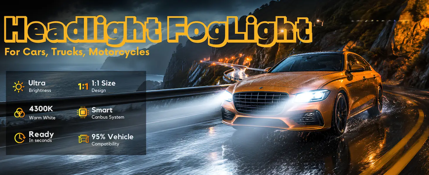 R23 Warm White 160W 4300K LED Headlight Canbus Compliant LED 1 R23 Headlight Foglight Bright LED for Cars
