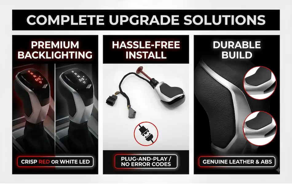 DSG Gearknob with LED Backlit for VW & Skoda 6 complete upgrade solution dsg gear knob stick with red or white backlit